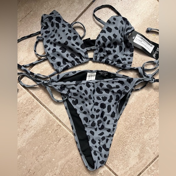 🖤🖤NWT-NASTY GAL Always Sunny Leopard Tie Bikini Set SZ 4 🖤🖤 - Picture 5 of 10